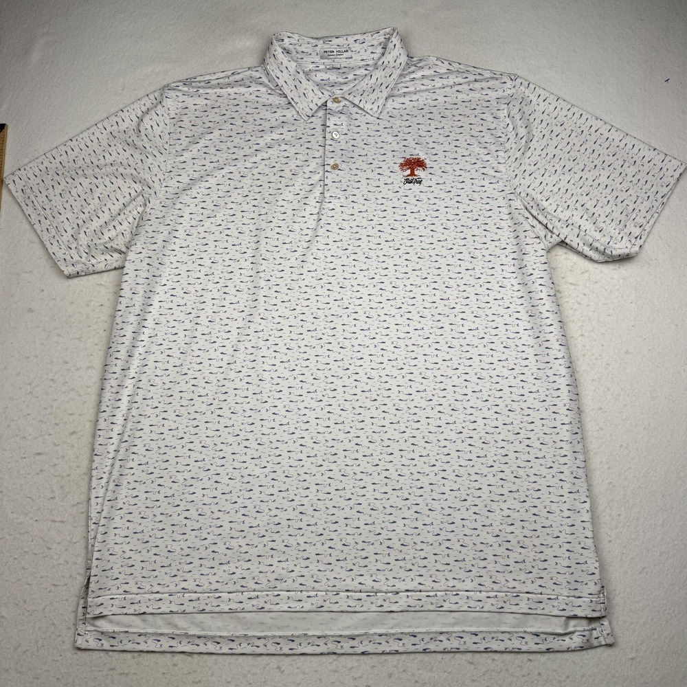 Peter Millar Polo Mens 2XL White Print Summer Comfort Golf Oak Tree National - Picture 3 of 8